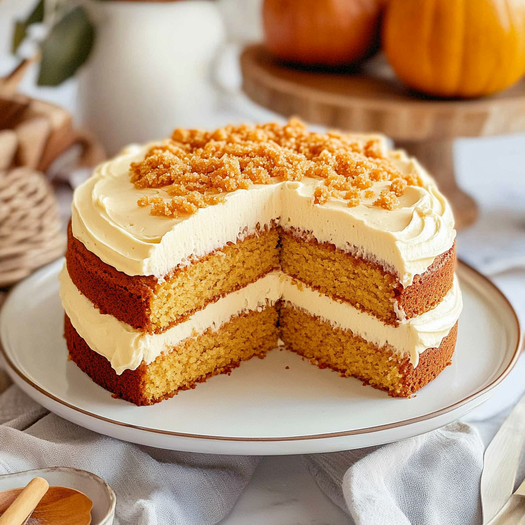 Recipe preparation for Pumpkin Layer Cake with Cream Cheese Frosting