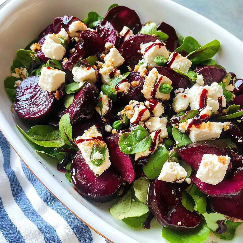 Recipe preparation for Warm Roasted Beet & Feta Salad