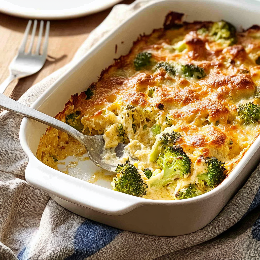 Recipe preparation for Creamy White Cheddar Broccoli Bake