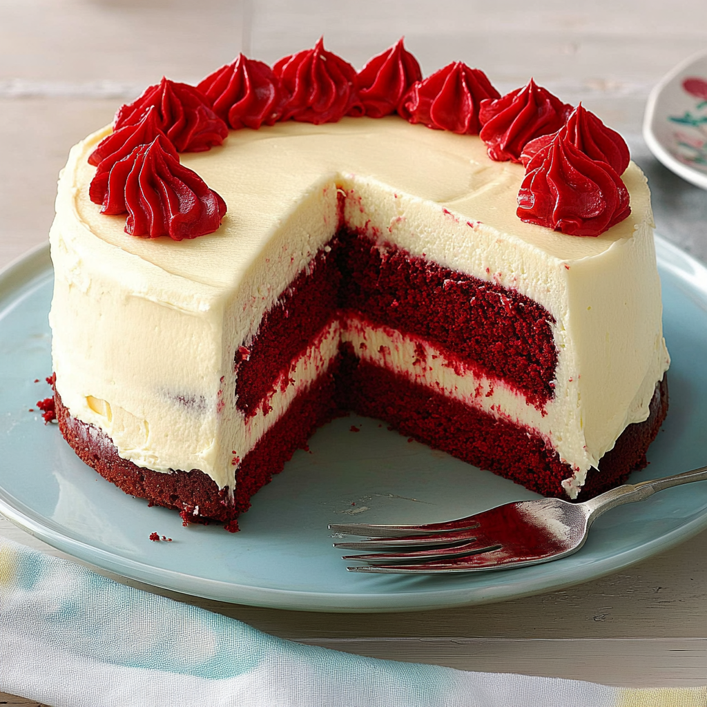 Recipe preparation for Red Velvet Cheesecake