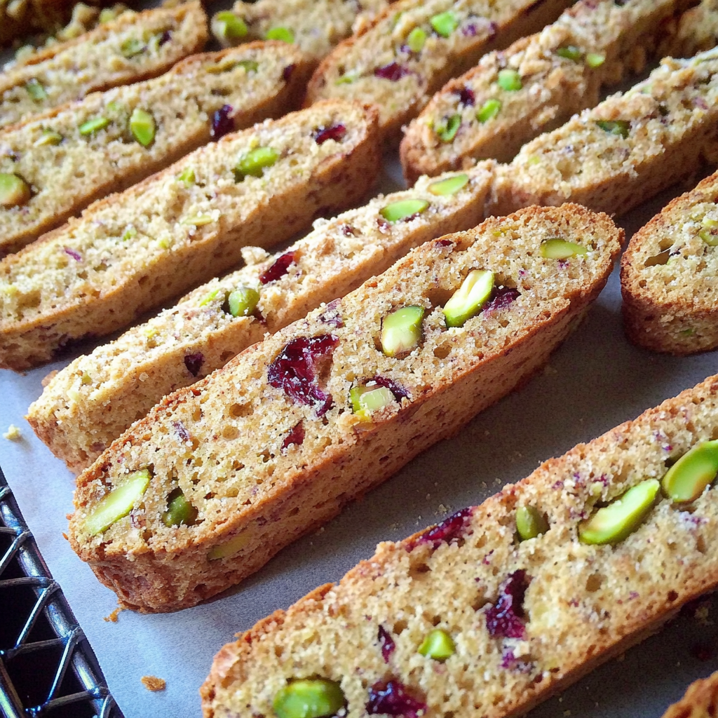 Recipe preparation for Pistachio and Cranberry Biscotti