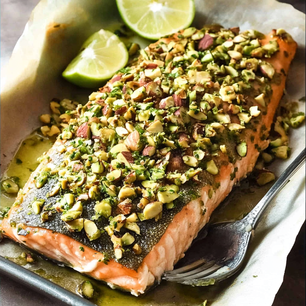 Recipe preparation for Lemon Pistachio Crusted Trout