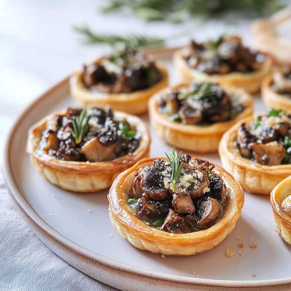 Recipe preparation for Mini Truffle Mushroom Tartlets