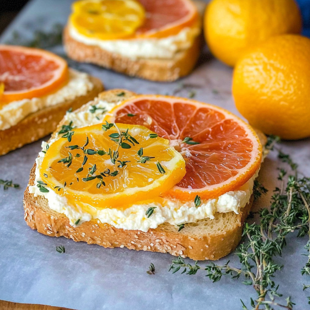 Recipe preparation for Winter Citrus Ricotta Toast