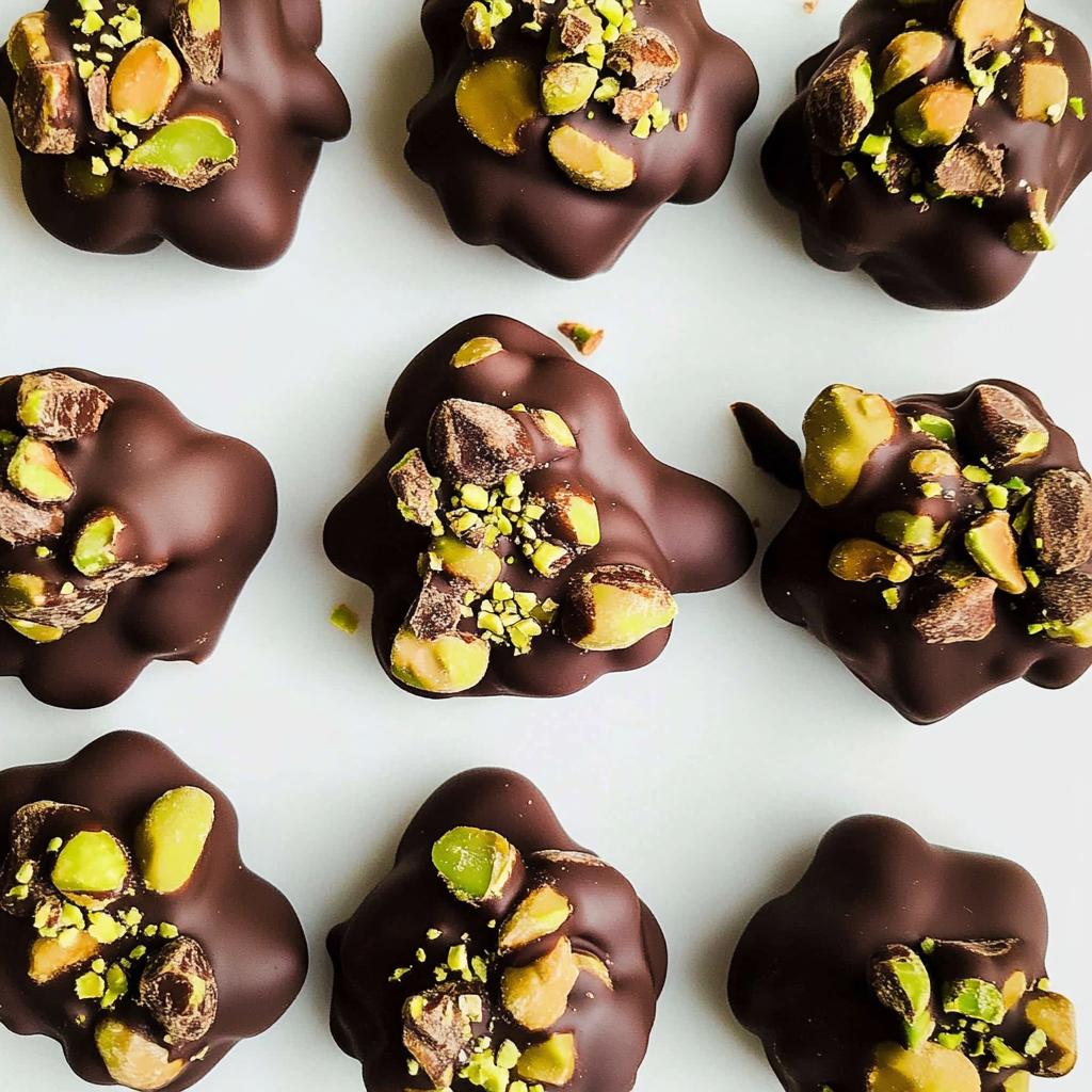Recipe preparation for Dark Chocolate Pistachio Clusters