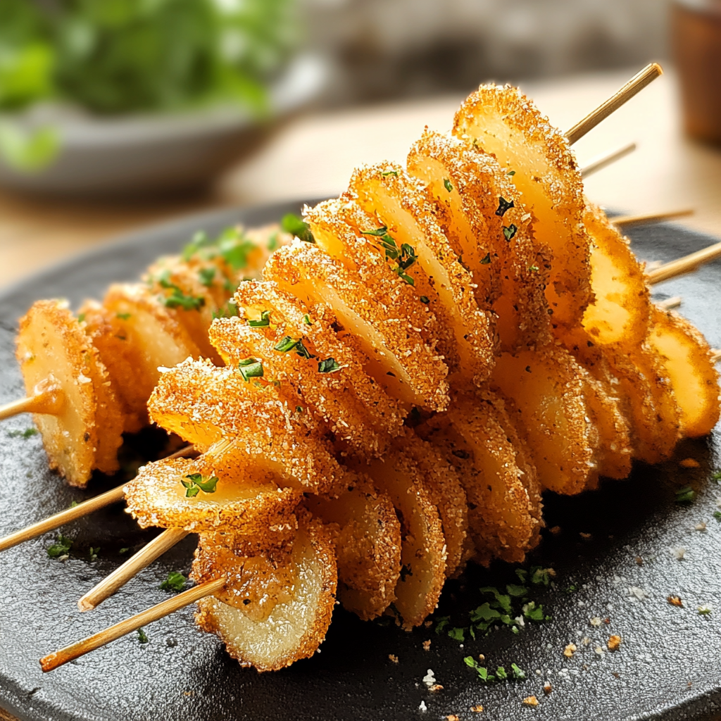 Recipe preparation for Crispy Parmesan Potato Twist