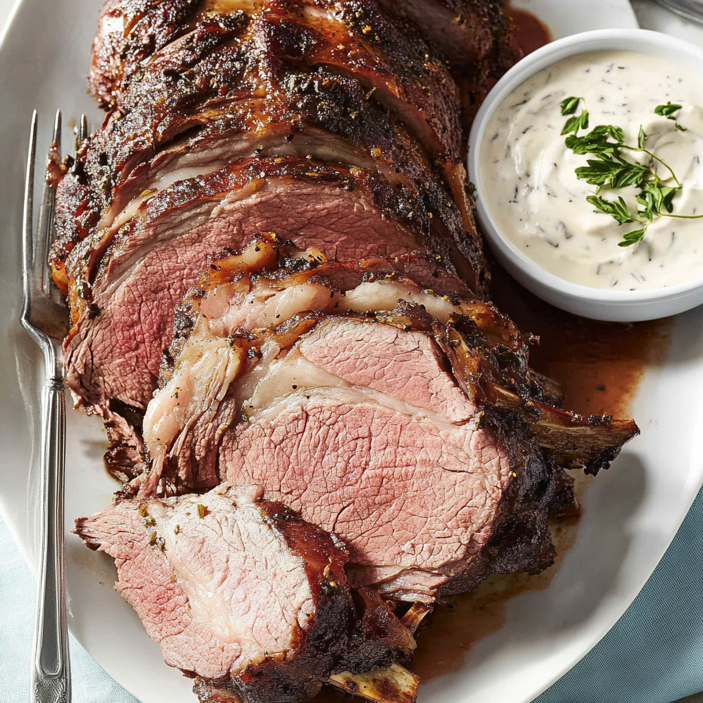 Recipe preparation for Prime Rib with Horseradish Cream