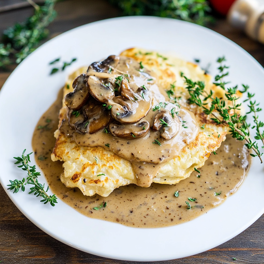 Recipe preparation for Boxty Pancakes with Chicken & Mushroom
