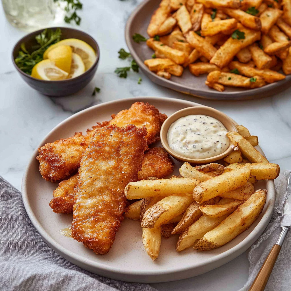 Recipe preparation for Air-Fried Posh Fish & Chips