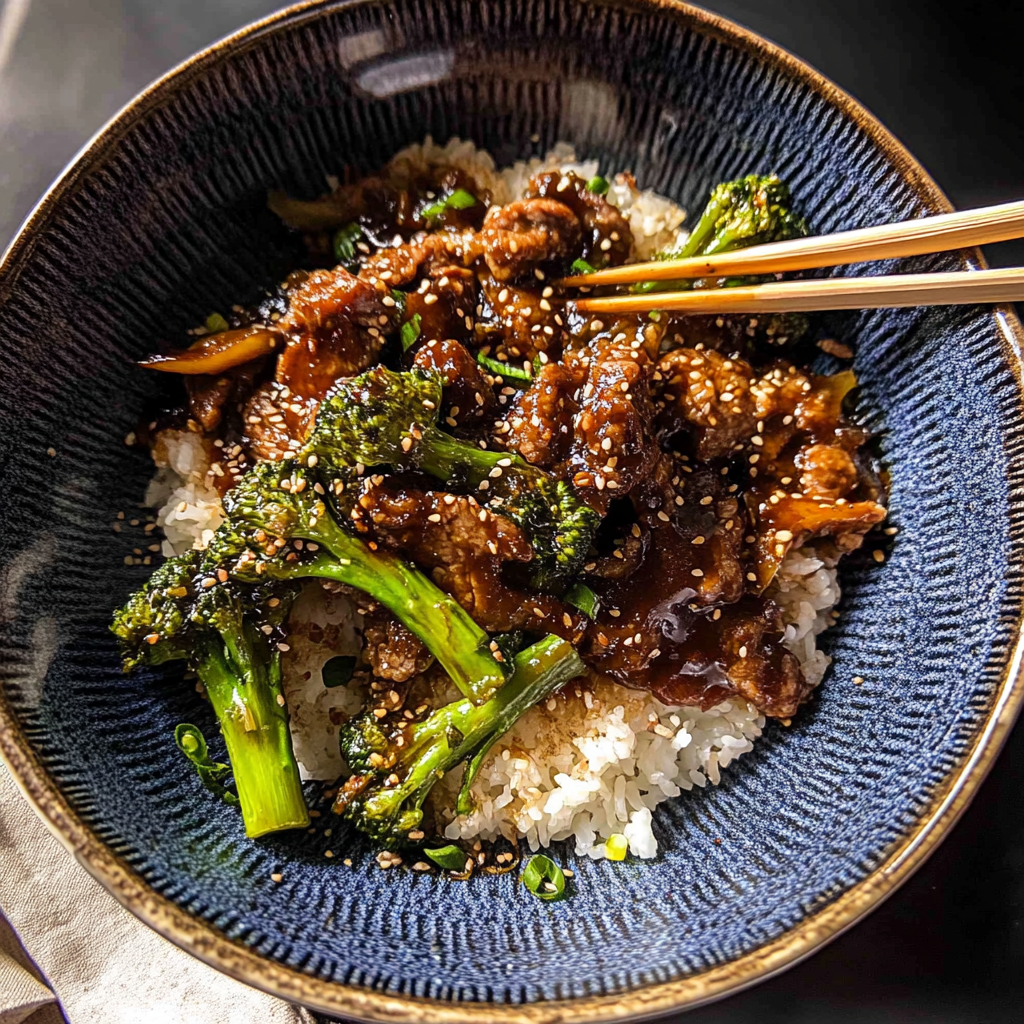 Recipe preparation for Miso Ginger Beef & Broccoli