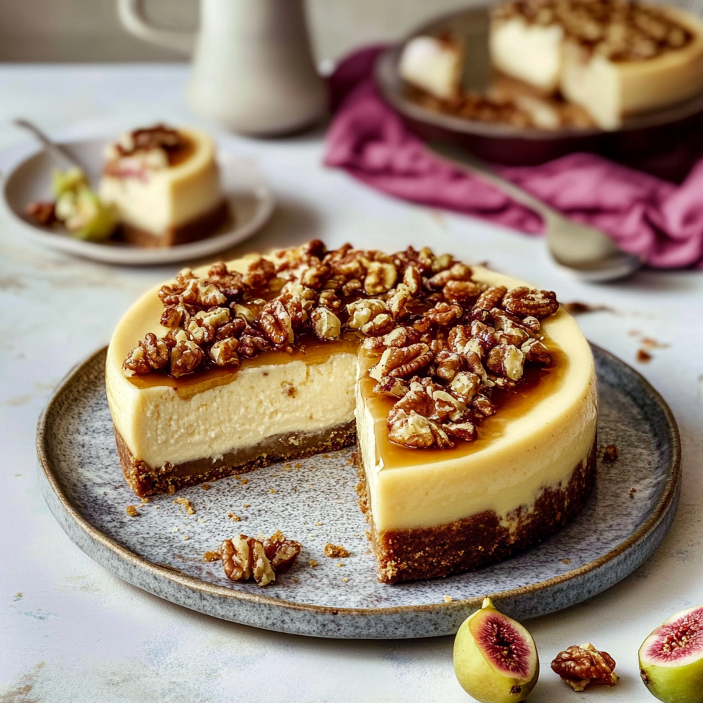 Recipe preparation for Honey Roasted Fig Cheesecake