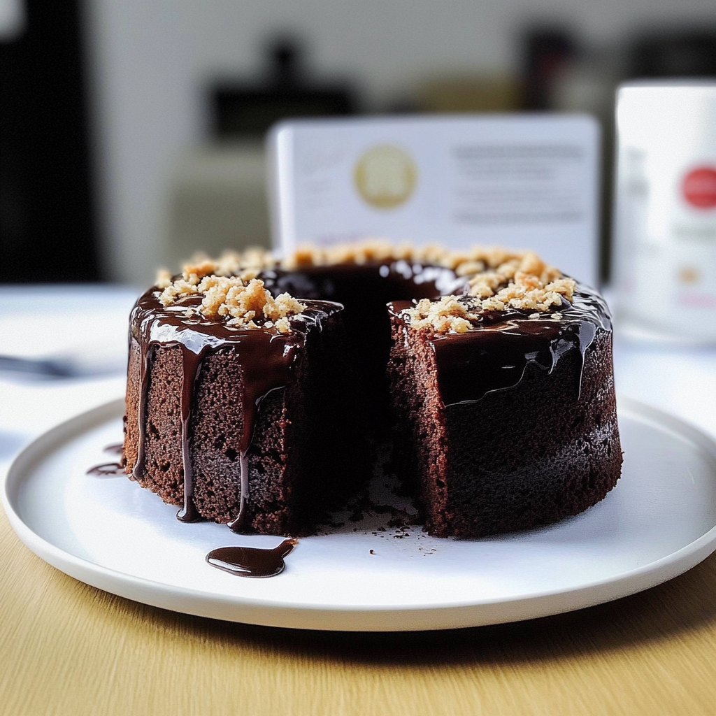 Recipe preparation for Hojicha Flourless Chocolate Cake