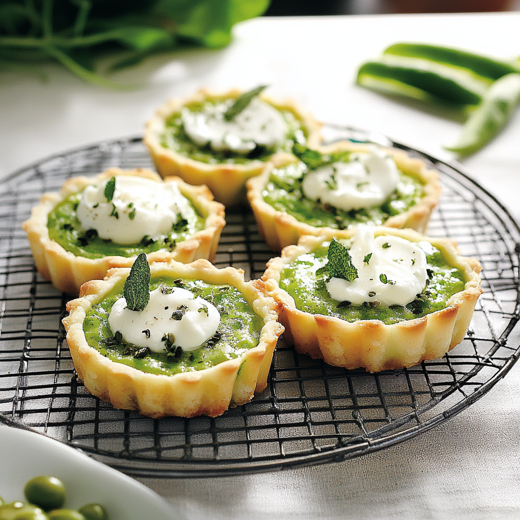 Recipe preparation for Snap Pea & Mint Tartlets