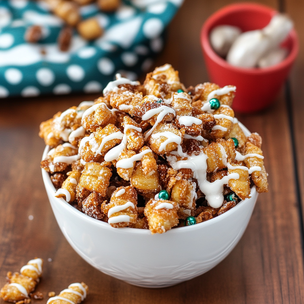 Recipe preparation for Gingerbread Snack Mix Crunch
