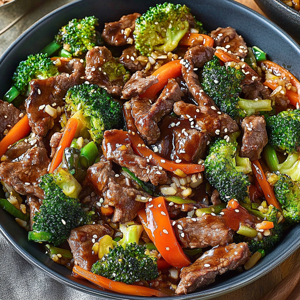 Recipe preparation for Quick Beef & Veggie Stir-Fry Grain Bowl