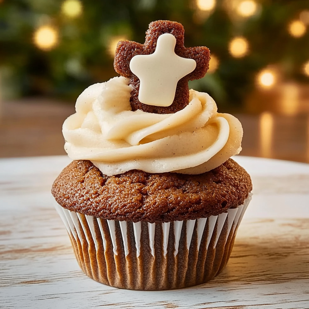 Recipe preparation for Gingerbread Spice Hot Cocoa Cupcakes