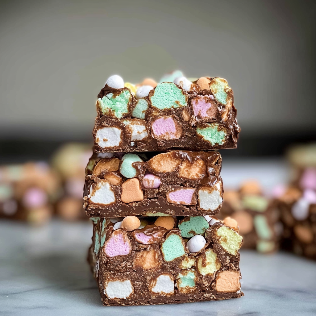 Recipe preparation for Confetti Marshmallow Chocolate Squares