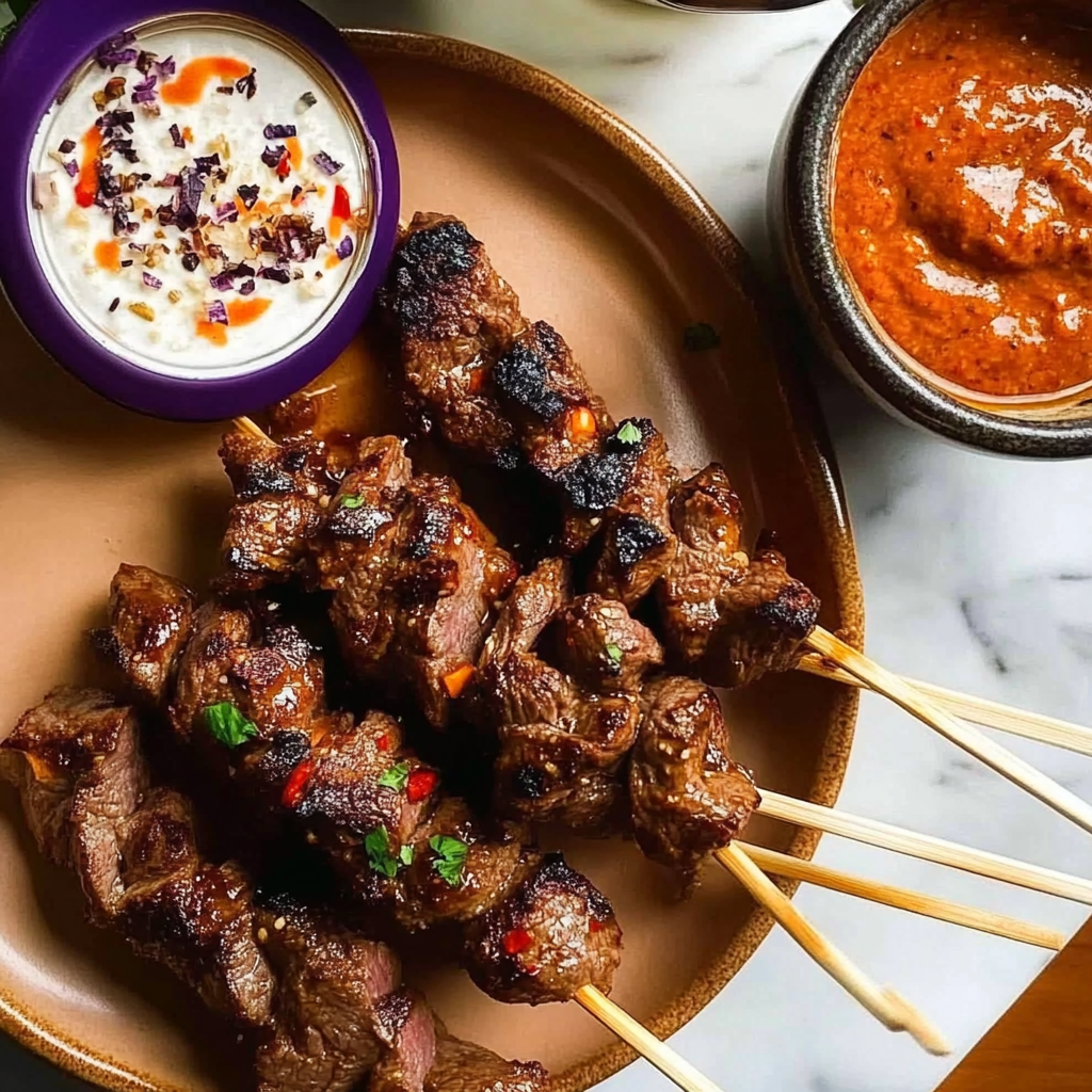 Recipe preparation for Chili Honey Beef Skewer Sticks