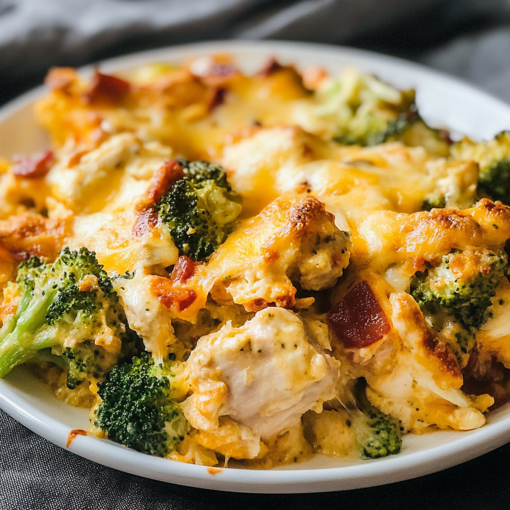 Recipe preparation for Cheesy Broccoli Ranch Chicken Bake