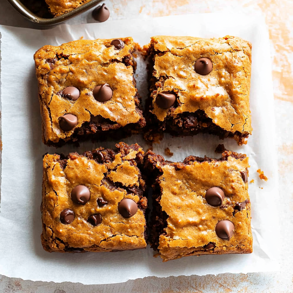Recipe preparation for Pumpkin Spice Chocolate Chip Blondies