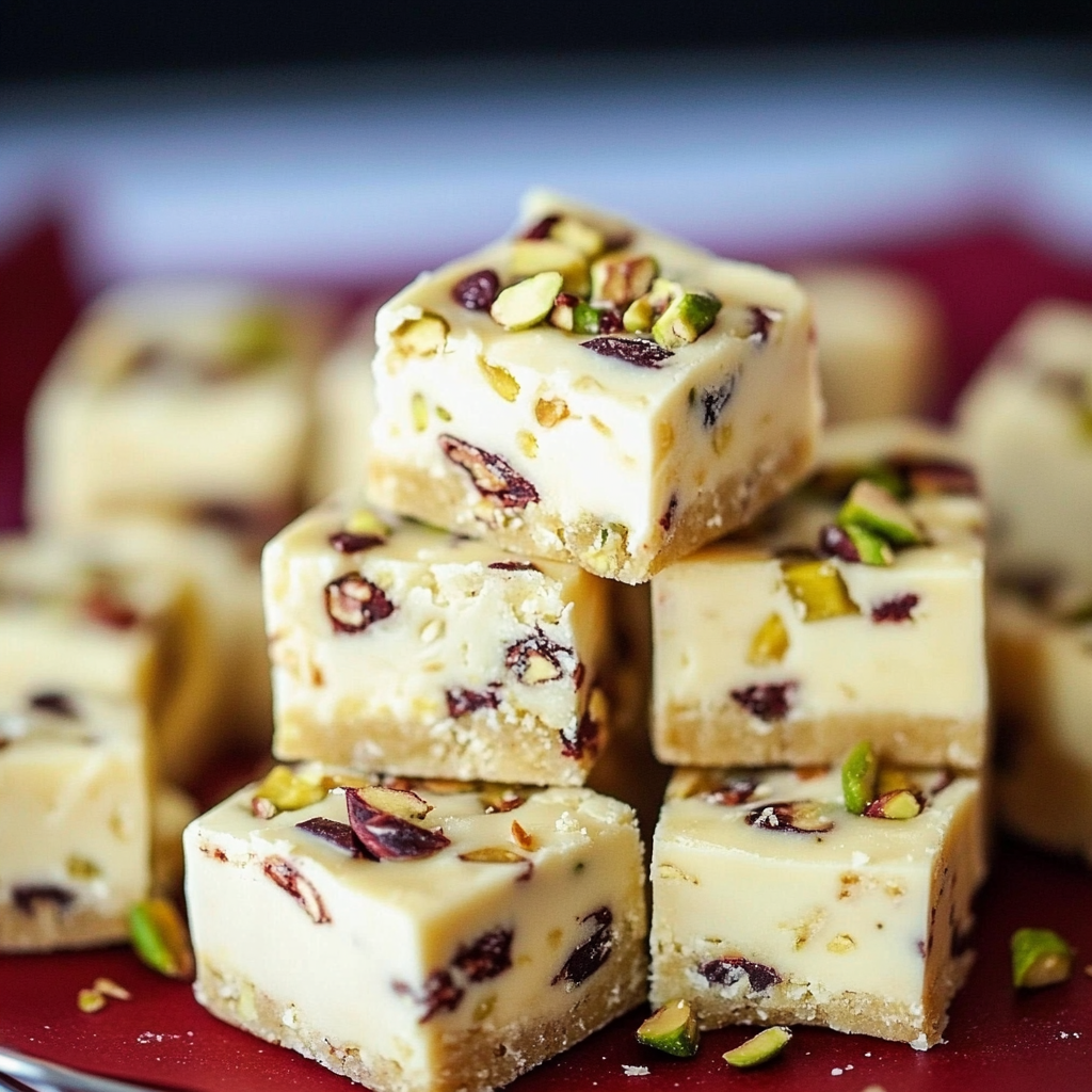 Recipe preparation for Pistachio White Chocolate Christmas Bars
