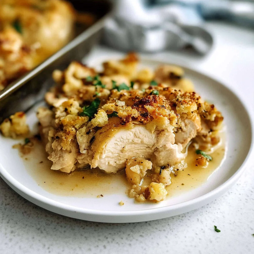 Recipe preparation for Festive Chicken & Stuffing Bake
