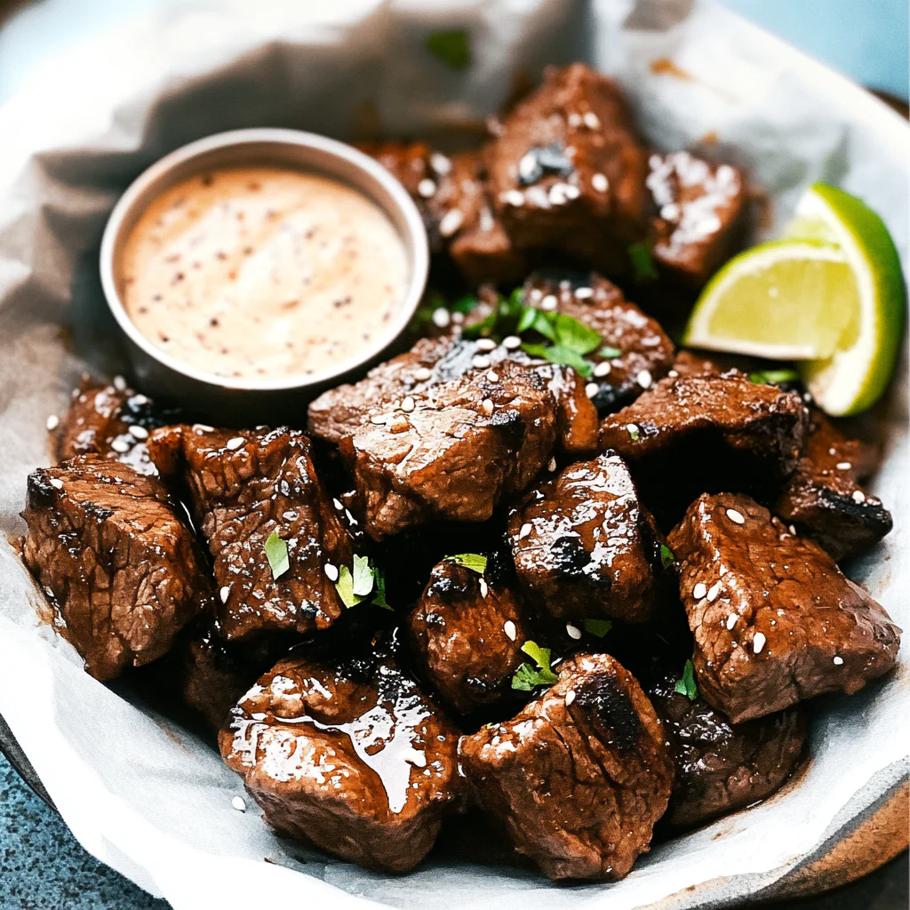 Recipe preparation for Sweet and Sticky Steak Bites