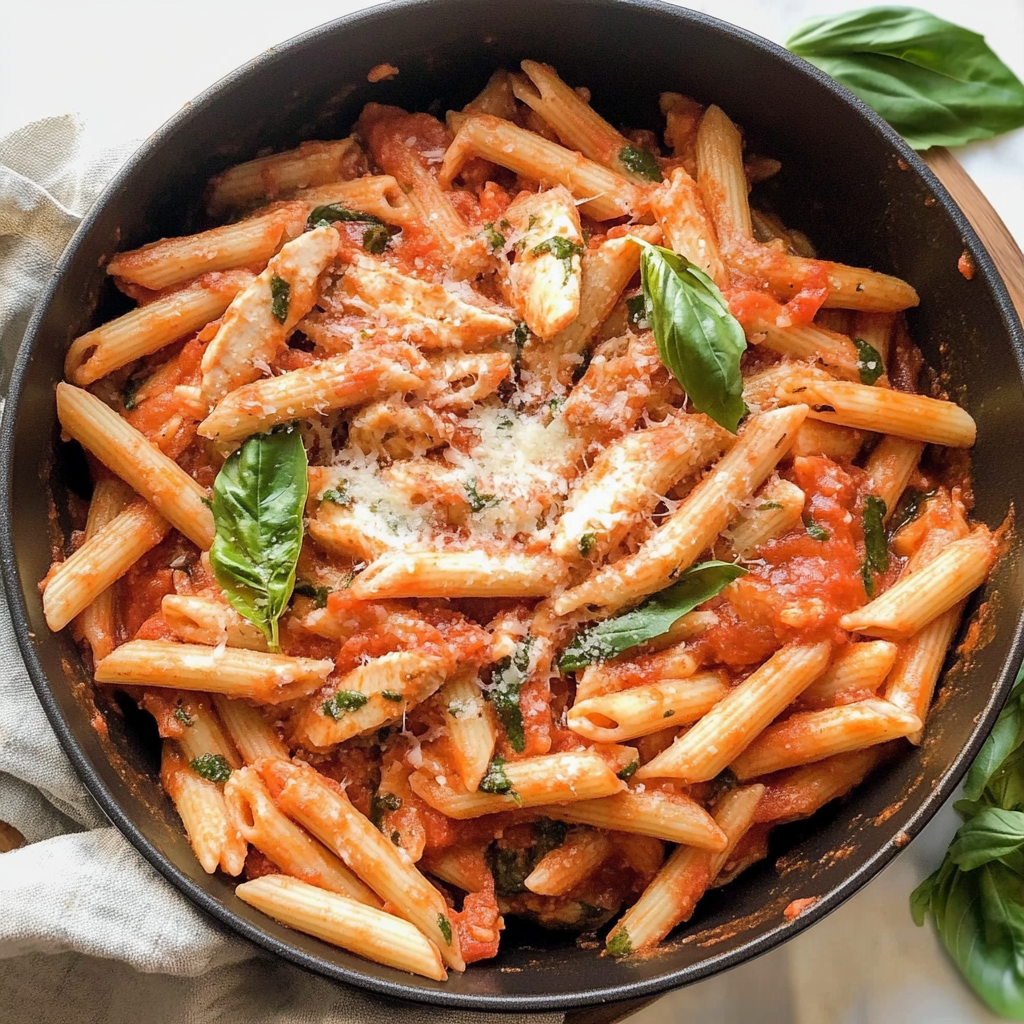 Recipe preparation for Chicken Pasta in Tomato Sauce