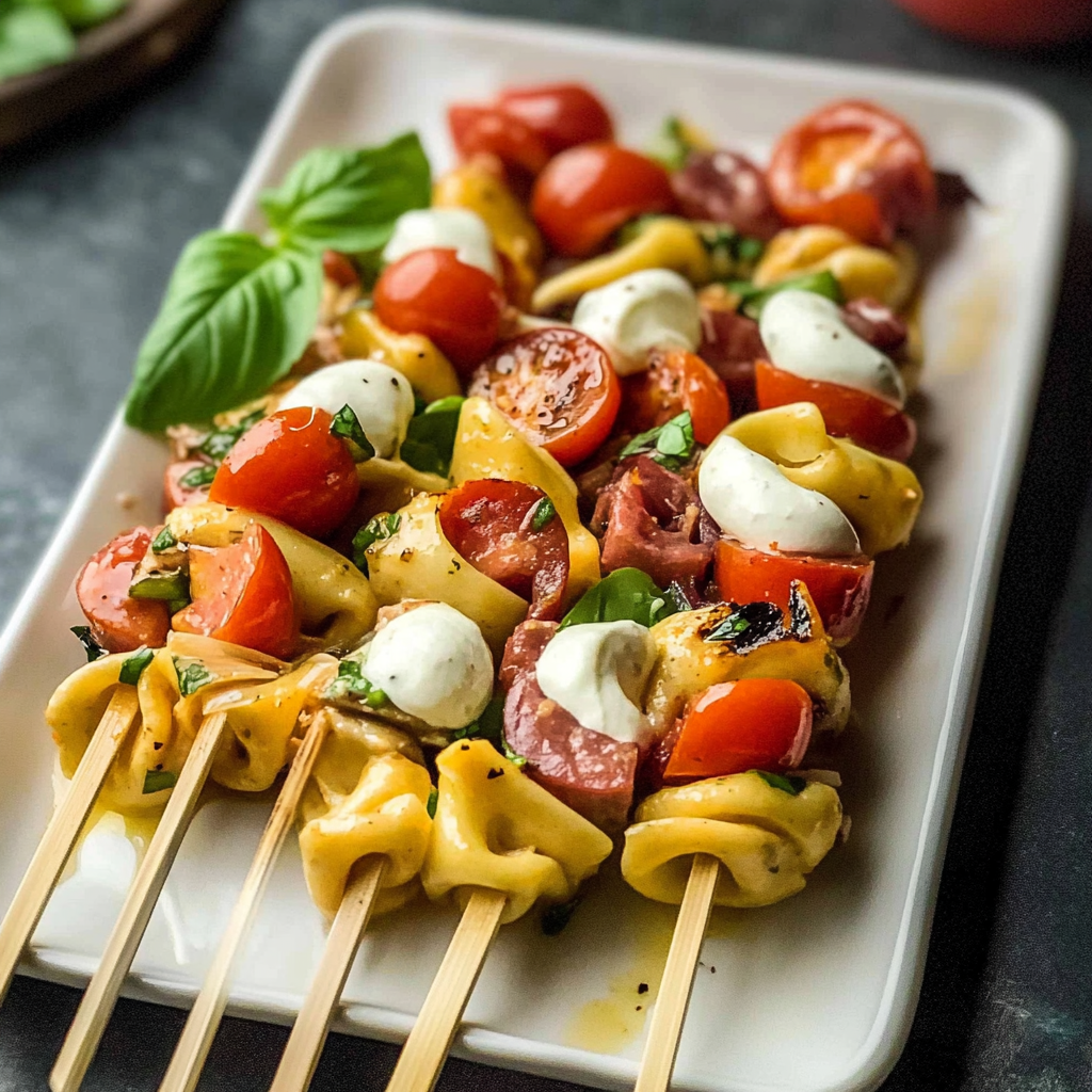 Recipe preparation for Pasta Salad Skewers