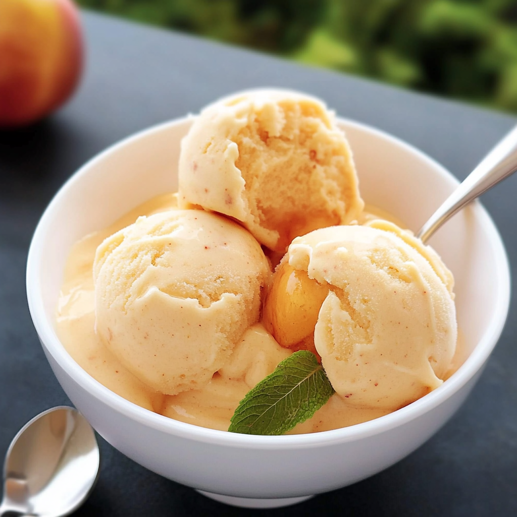 Recipe preparation for Peach Frozen Yogurt