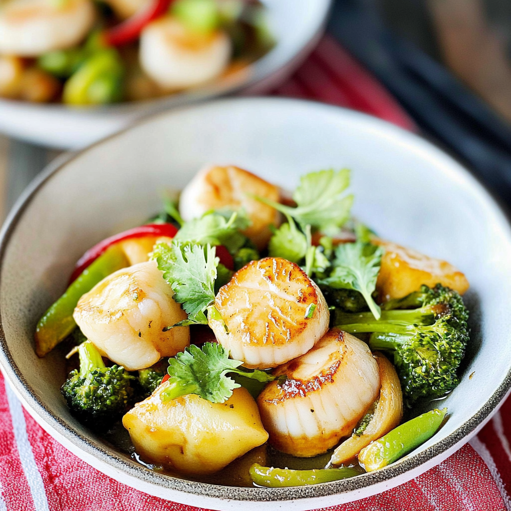 Recipe preparation for Scallops with Brocolli