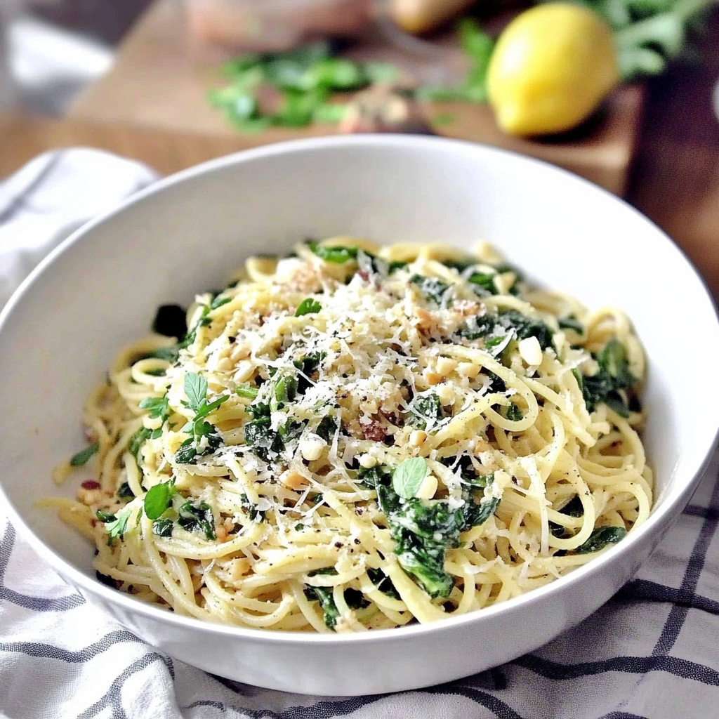 Recipe preparation for Spaghetti with Spinach and Brown Butter