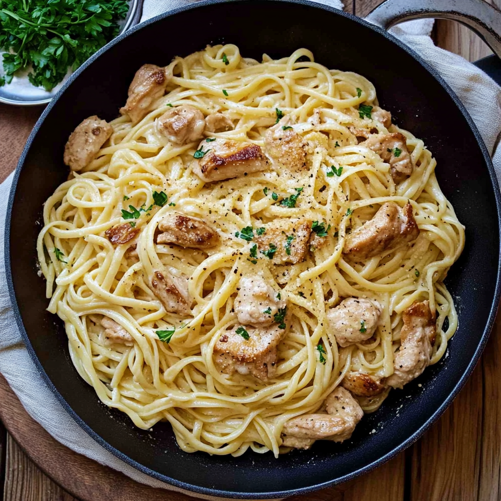 Recipe preparation for Carbonara with Chicken
