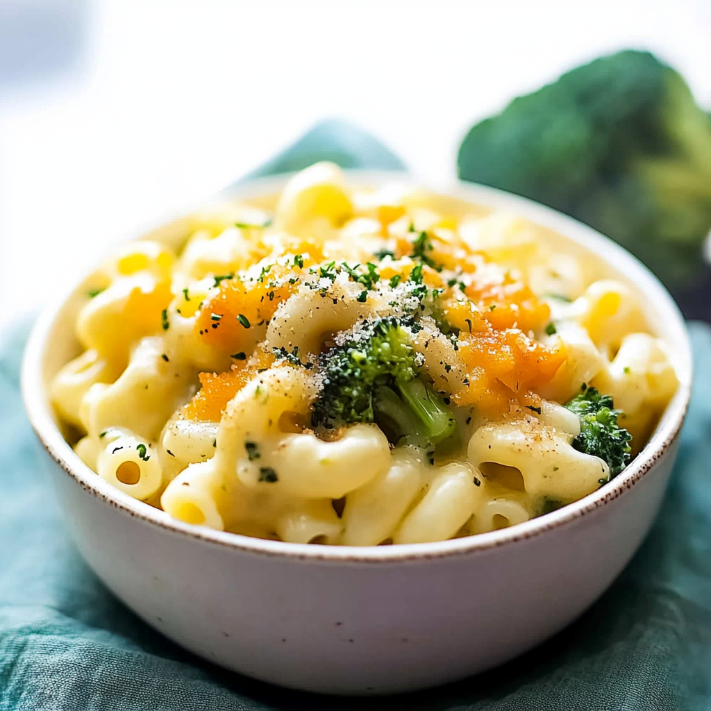 Recipe preparation for Macaroni with Broccoli and Cheddar
