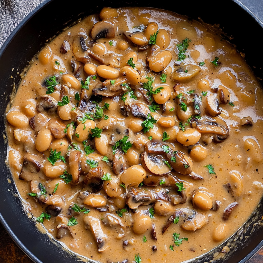 Recipe preparation for Bean and Mushroom Stroganoff