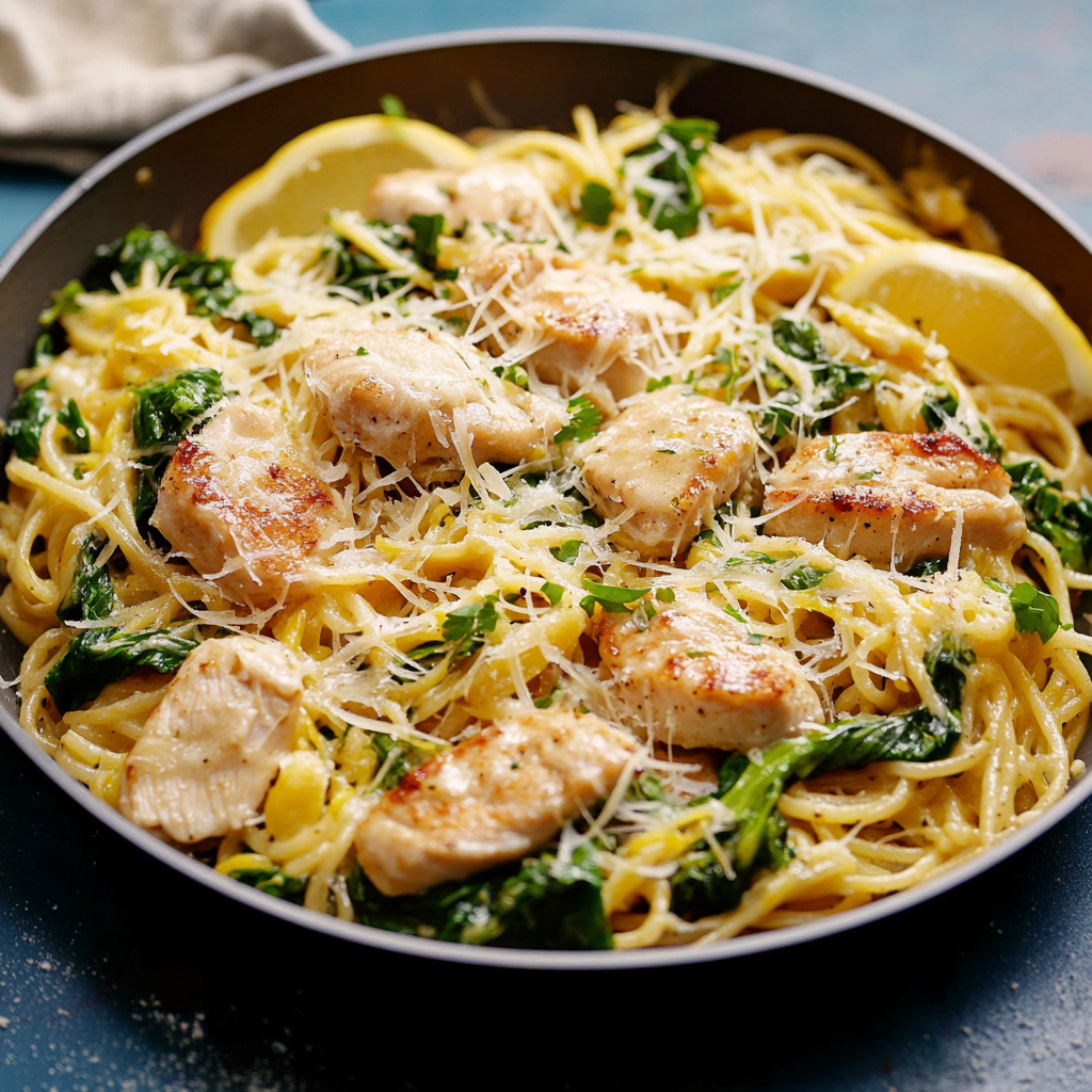 Recipe preparation for Lemon Butter Chicken Pasta