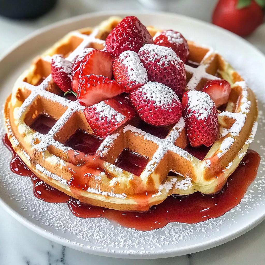 Recipe preparation for Strawberry Waffles
