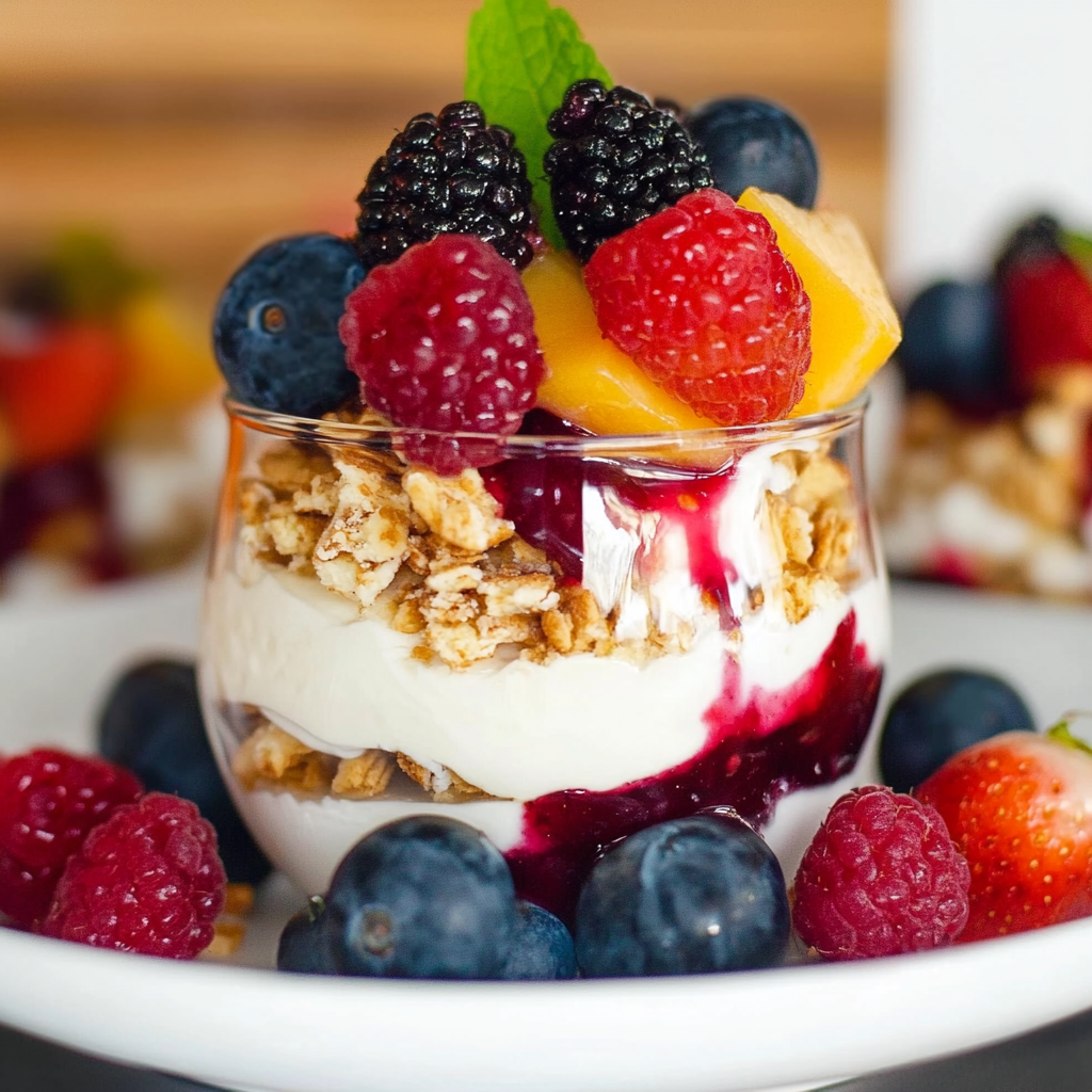 Recipe preparation for Layered Fruit and Cream Parfai