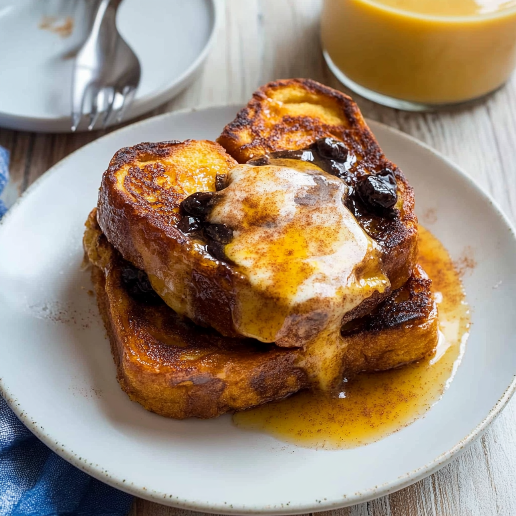 Recipe preparation for Cinnamon Raisin Toast with Butter