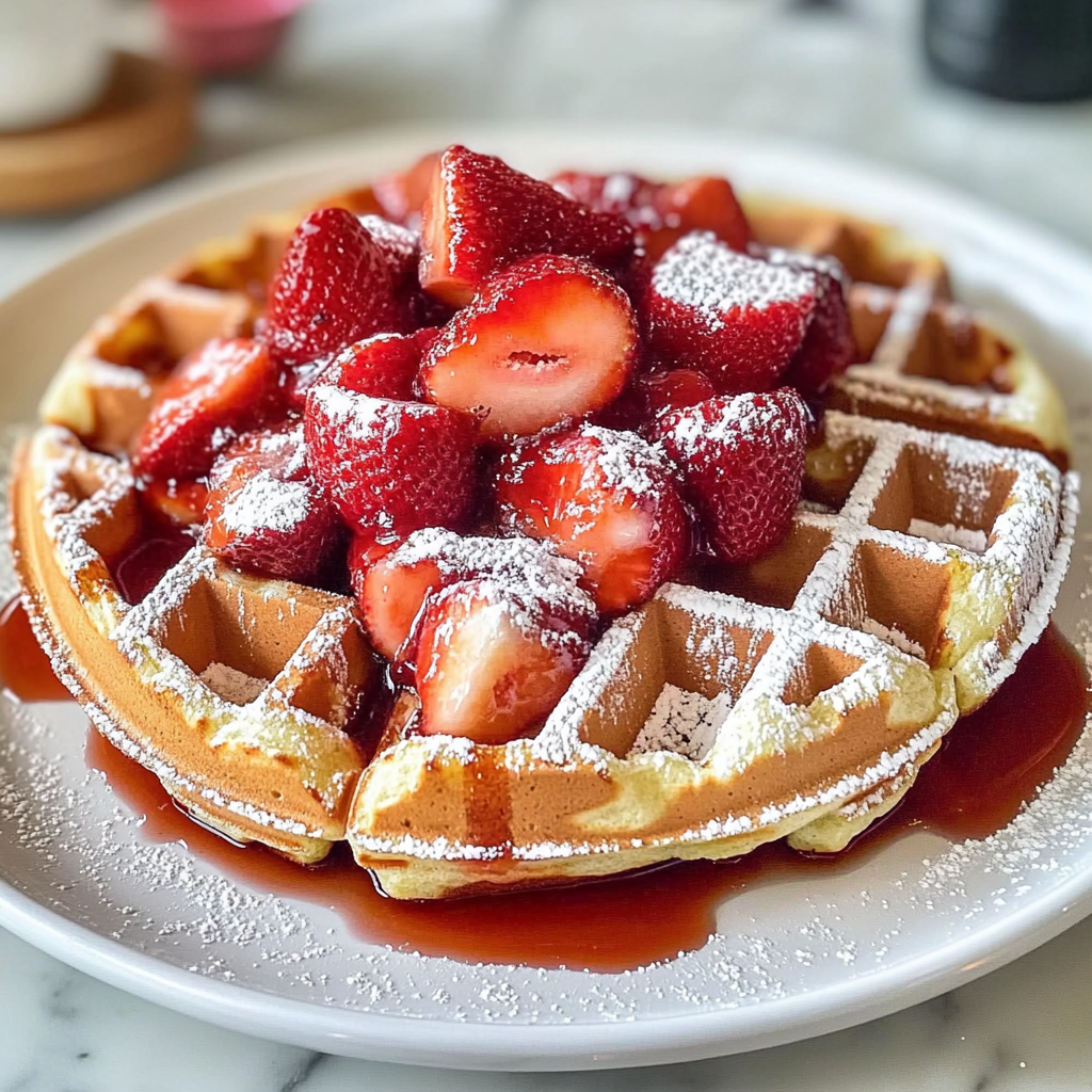 Recipe preparation for Strawberry Waffles