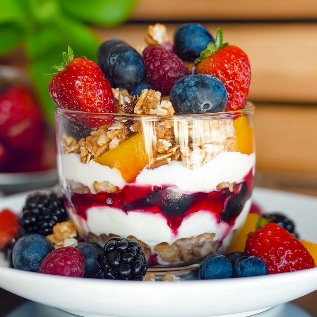 Recipe preparation for Layered Fruit and Cream Parfai