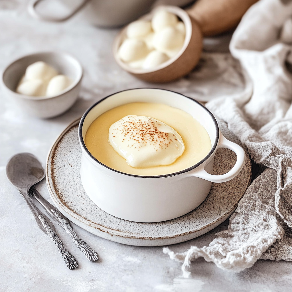 Recipe preparation for Warm Vanilla Bean Custard Pots