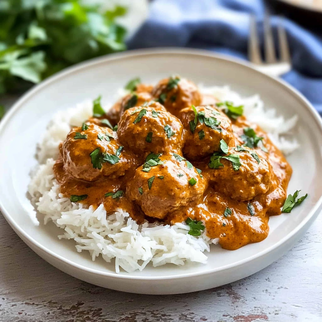 Recipe preparation for Butter Chicken Meatballs