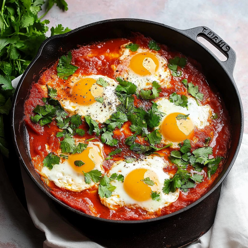 Recipe preparation for Spicy Harissa Shakshuka