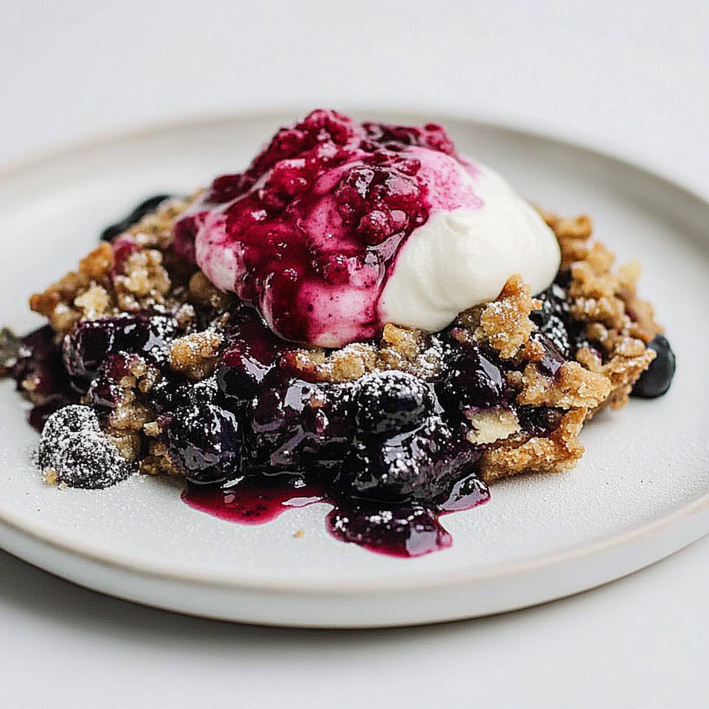 Recipe preparation for Rhubarb and Blueberry Crisp