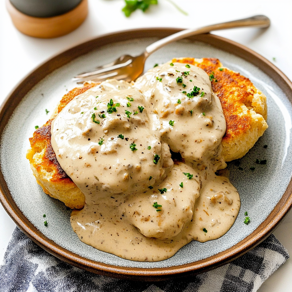 Recipe preparation for Southern Style Biscuits and Gravy
