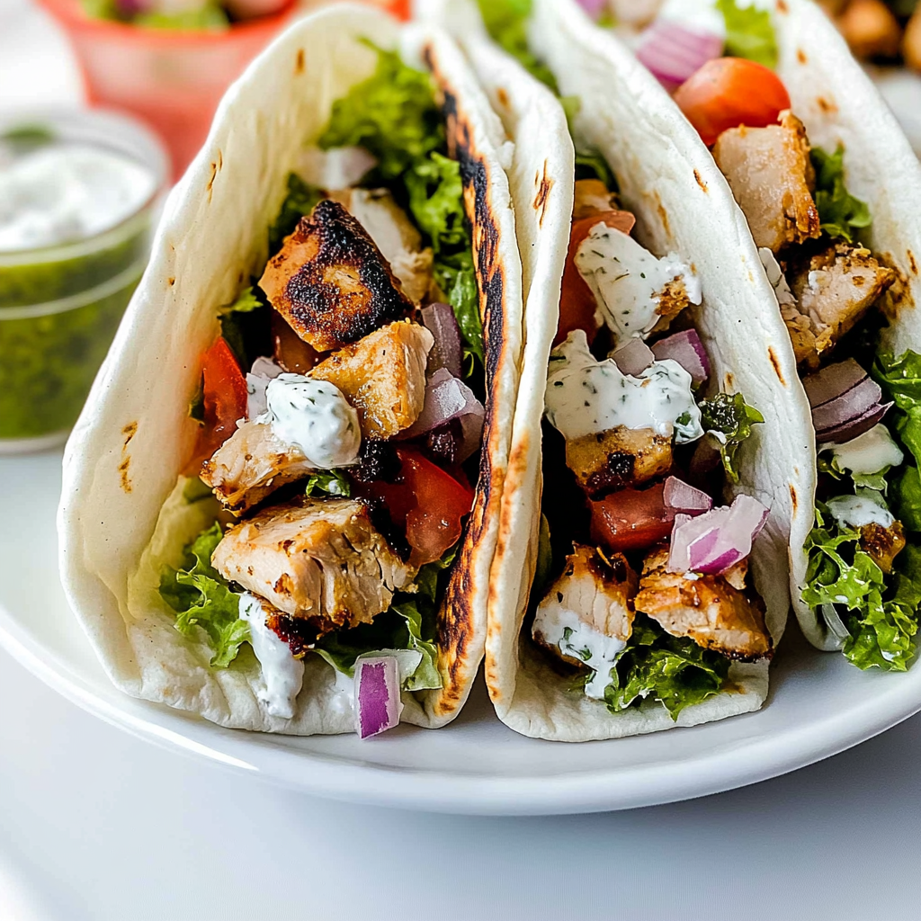 Recipe preparation for Greek Chicken Pita Wraps