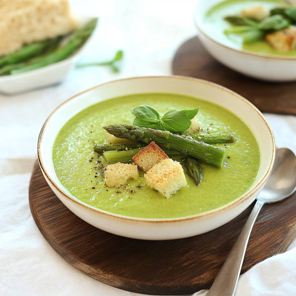 Recipe preparation for Pea and Asparagus Soup