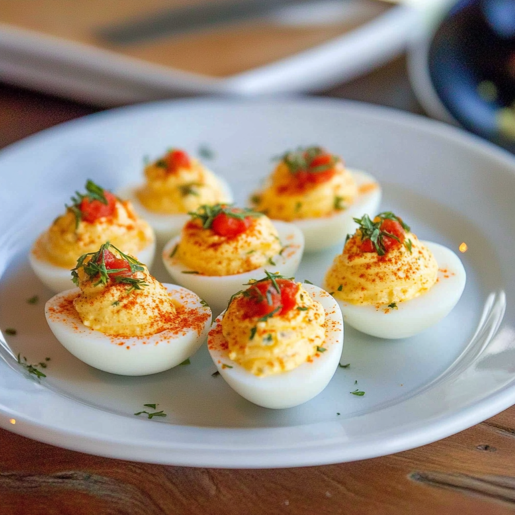 Recipe preparation for Pimento Cheese Deviled Eggs
