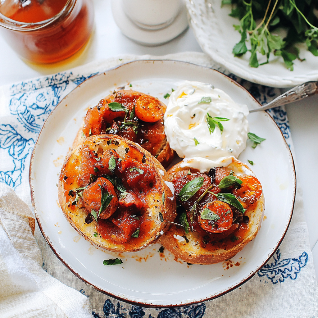 Recipe preparation for Bagel With Cream Cheese and Tomato